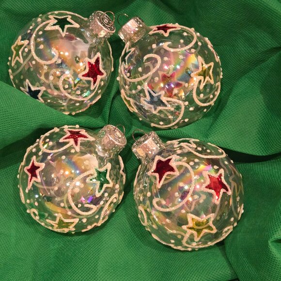 Vintage Unique treasures Iridescent Ornaments with colorful stars - Picture 3 of 5